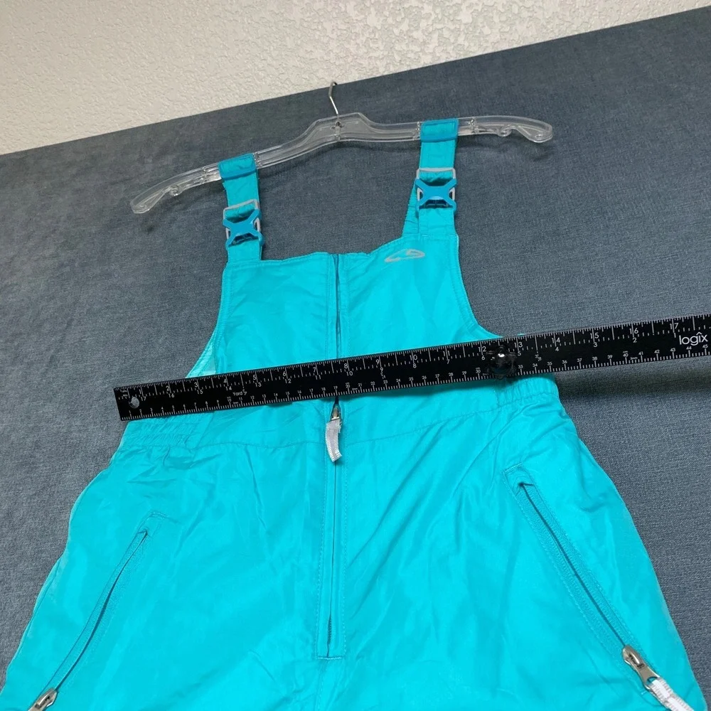 Champion Snow Bib Overall Girls Large Blue Adjustable Strap Insulated Zip Pocket